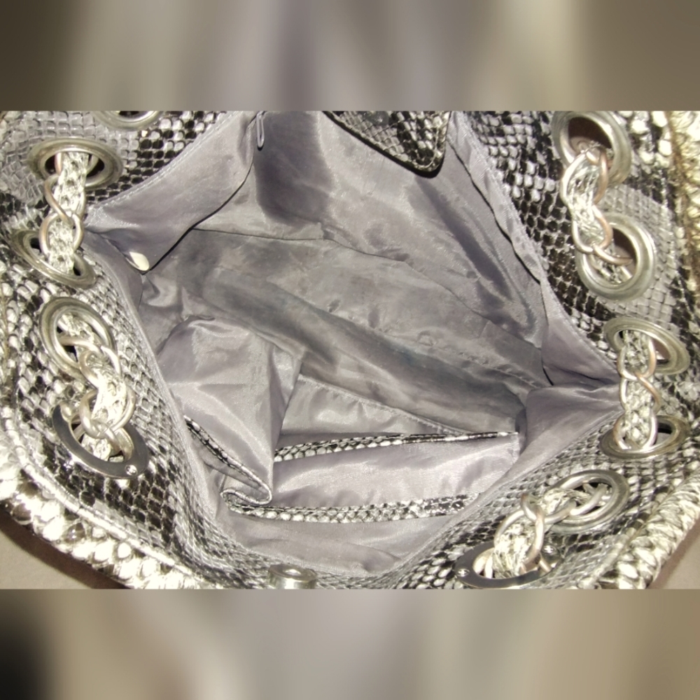 NICOLE BY NICOLE MILLER SNAKESKIN EMBOSSED BAG - Picture 14 of 16